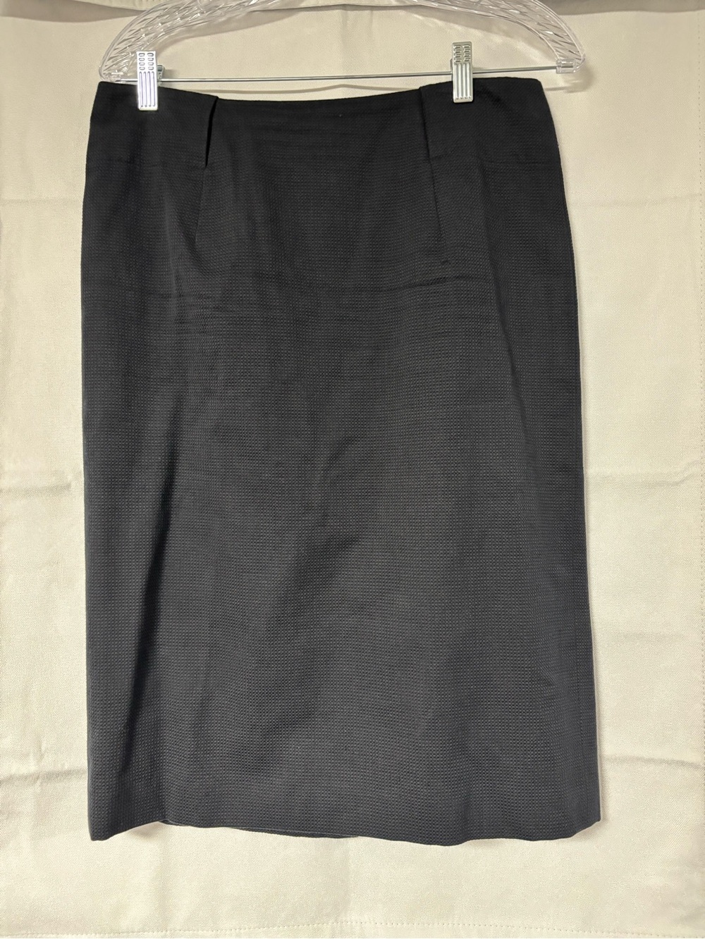 W by Worth Classic Textured Black Pencil Skirt Sz 8 100% Cotton